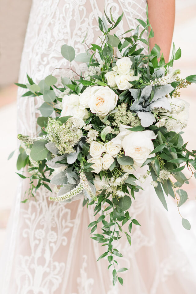 white floral bouquet with eucalyptus classic country club wedding