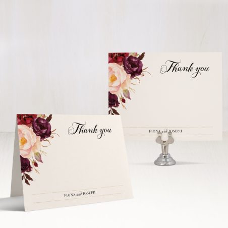 Burgundy Floral Thank You Cards