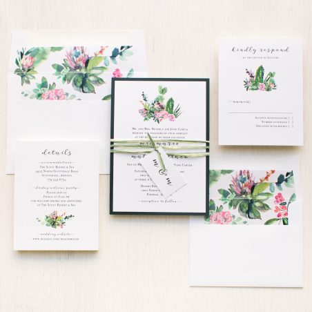 emerald cactus wedding invitations