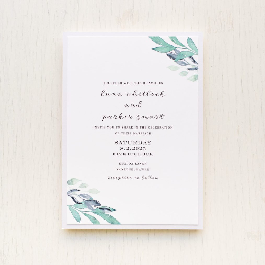 aqua watercolor wedding invitations