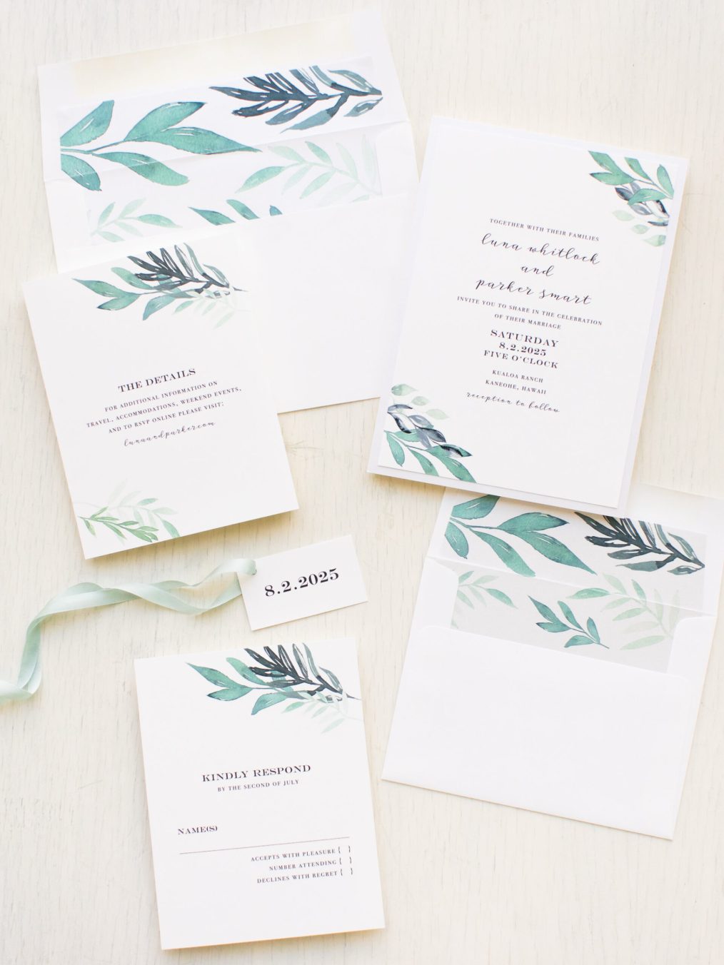 aqua watercolor wedding invitations