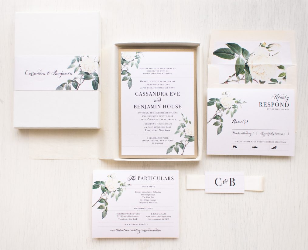 Ivory & White Floral Wedding Invitations