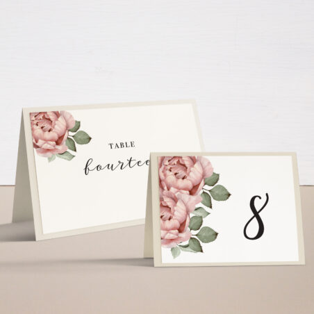 Blush Script Tented Table Numbers