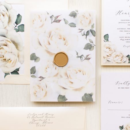 White Rose Vellum Wedding Invitations