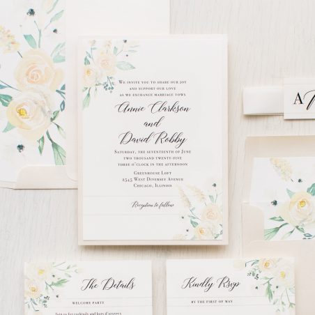 Ivory Floral Wedding Invitations