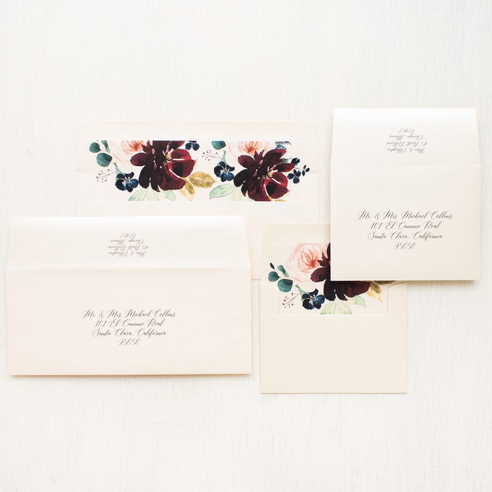 Burgundy & Navy Floral Save the Dates