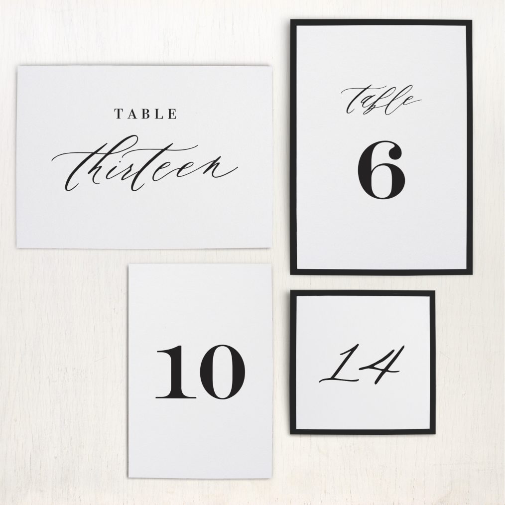 Black & White Type Flat Table Numbers