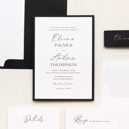 Simple Black Tie Wedding Invitations