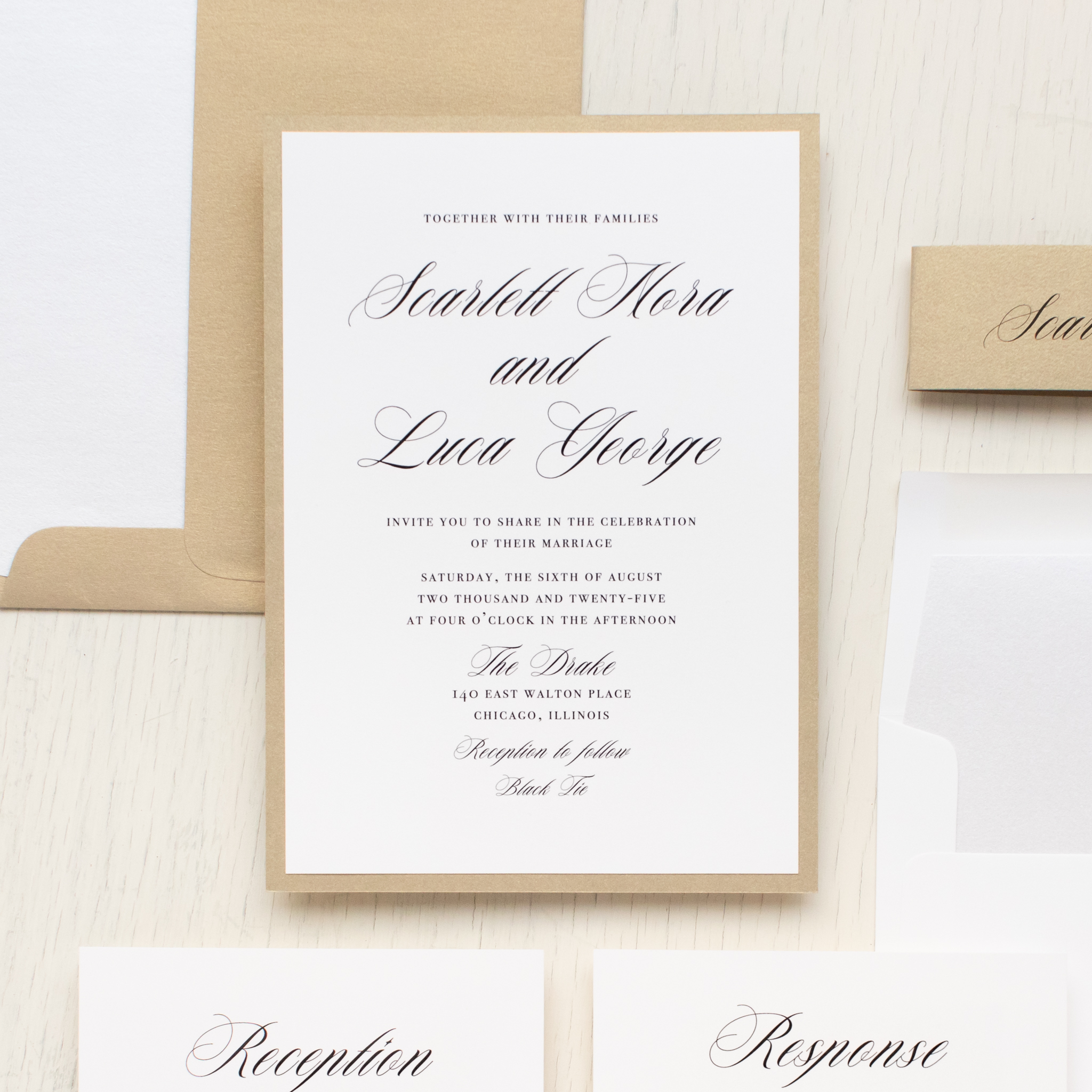 Gold Elegant Wedding Invitation Editable Minimalist Wedding 