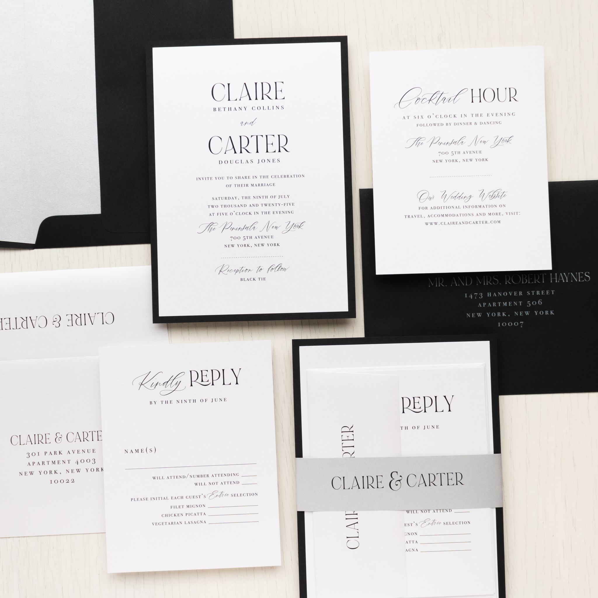 Wedding Invitation, Paper Invitations, Paper Black Invitations