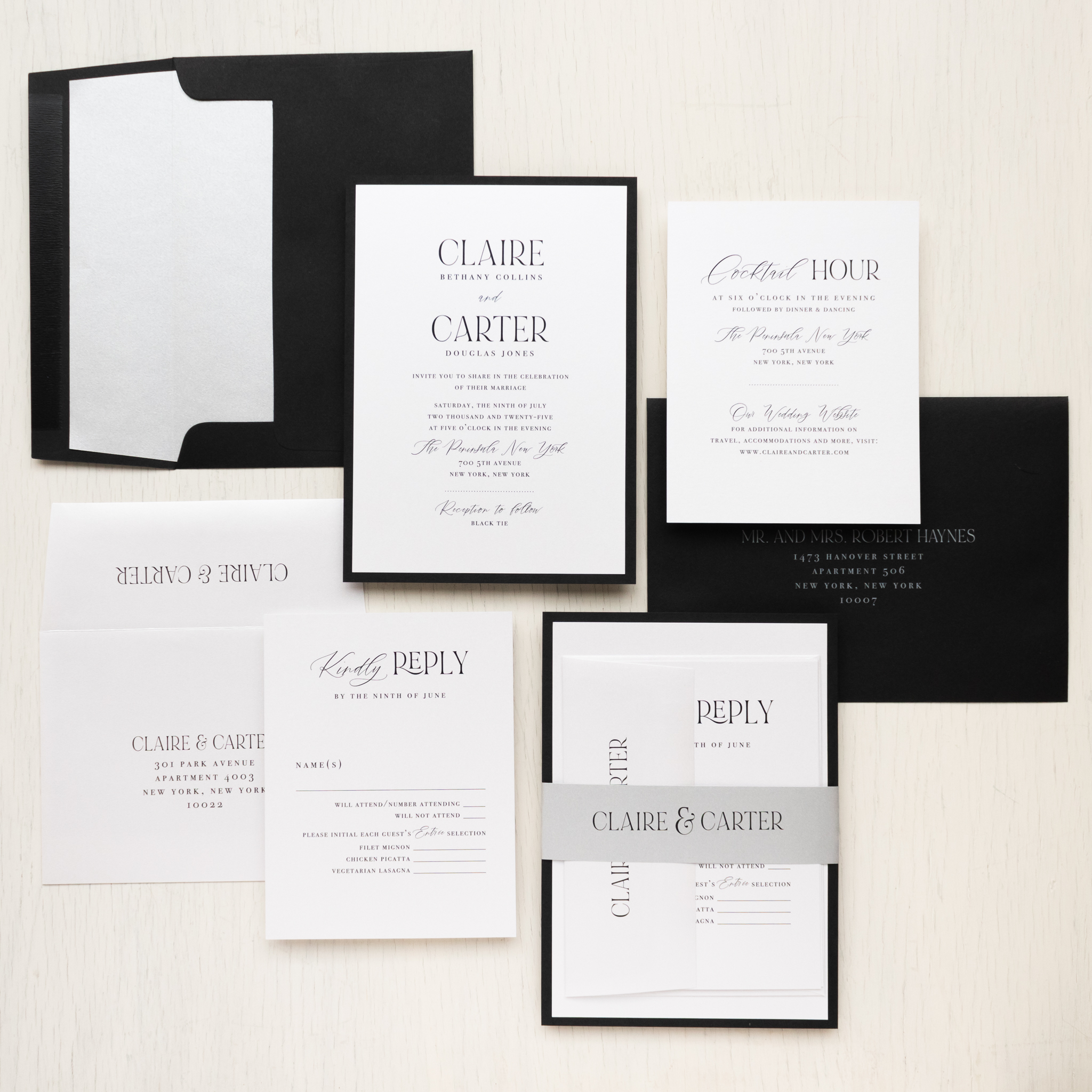 Luxe Black & White Wedding Invitations