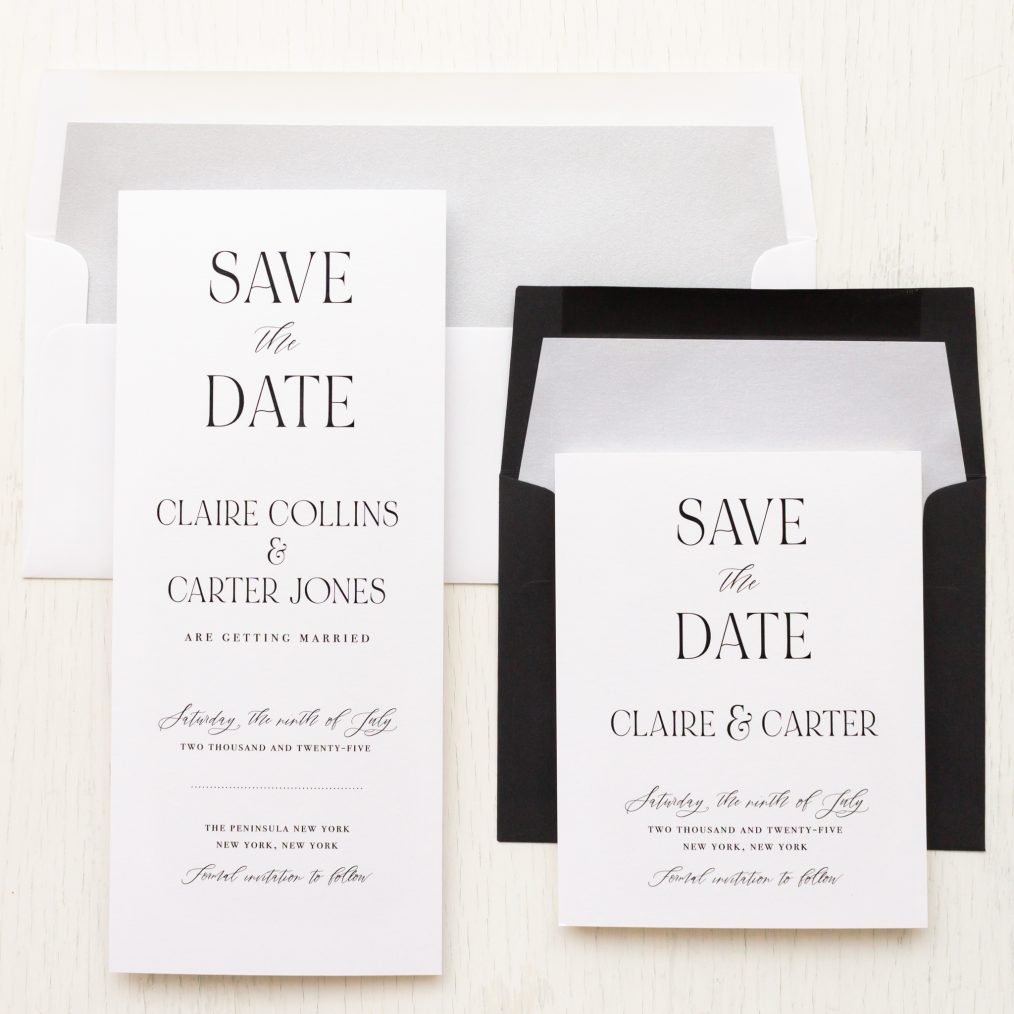 Elegant black & white save the dates
