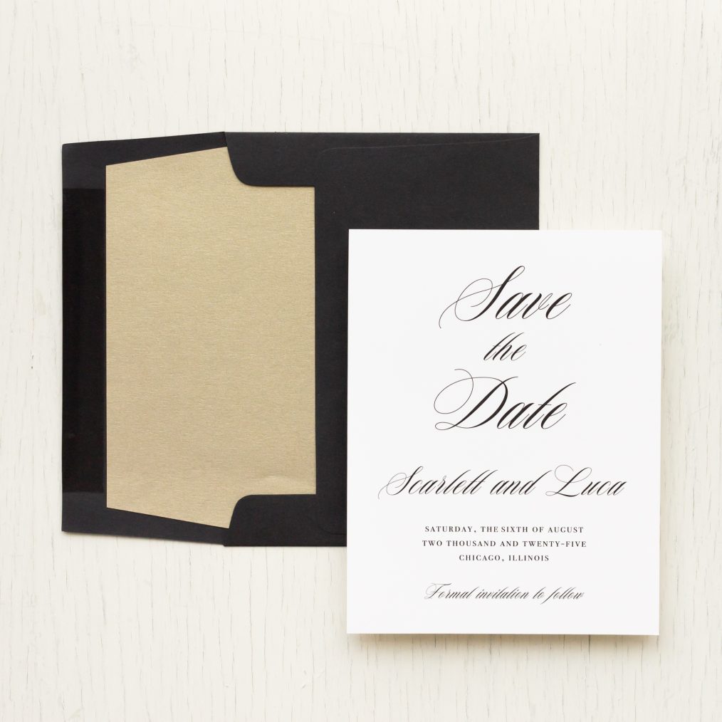 White & Gold Save the Dates
